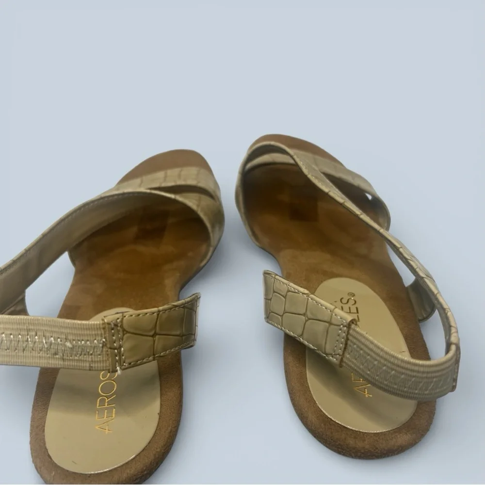 Aerosoles‎ Women's Sandals Brasserie Faux Croc Embossed Slingback Tan Sz 6.5 - Picture 7 of 13